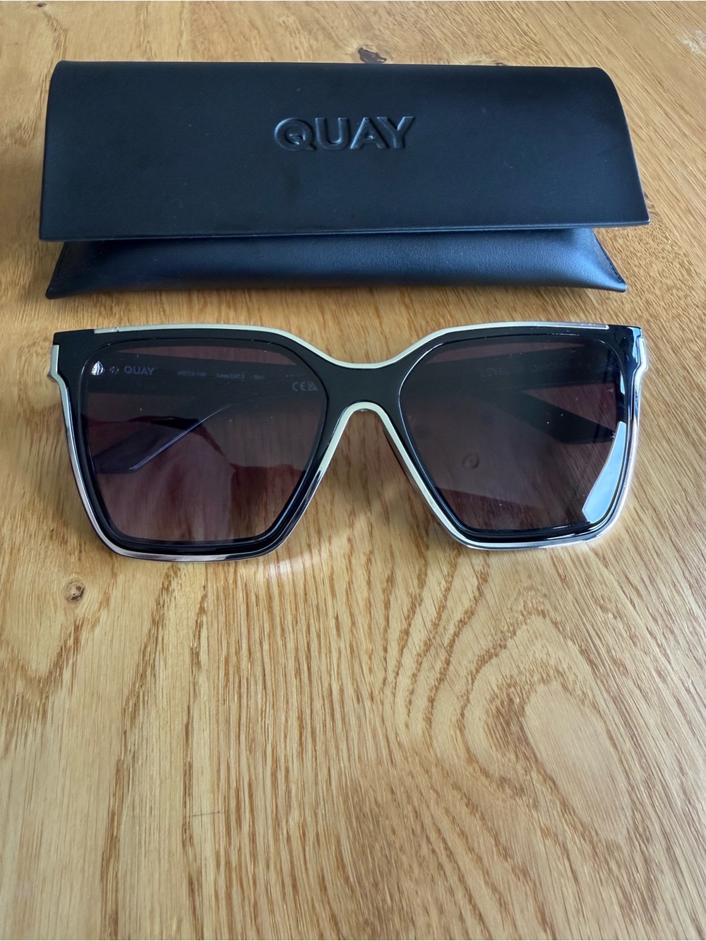 Quay Australia Black and White Oversized Square Sunglasses